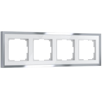 W0042850 Рамка на 4 поста Baguette (белый/серебро) Werkel a062782 фото