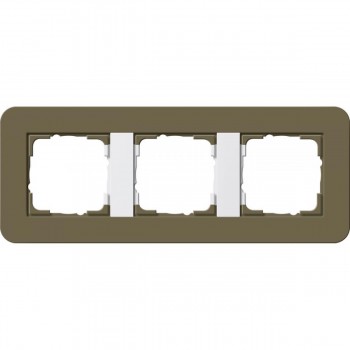0213416 Рамка с белой подложкой E3 Умбра / Белый 3-постовая Gira фото