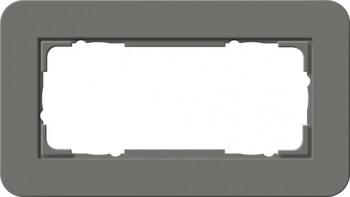 1002413 Рамка с белой подложкой без перегородки E3 Темно-серый / Белый 2-постовая Gira фото