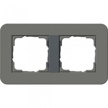 0212423 Рамка с антрацитовой подложкой E3 Темно-серый / Антрацит 2-постовая Gira фото