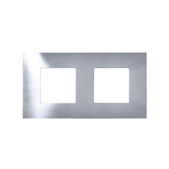 2700627-042 Накладка декоративная на рамку базовую, 2 поста, Simon 27 Play, Metal, нержавеющая сталь фото