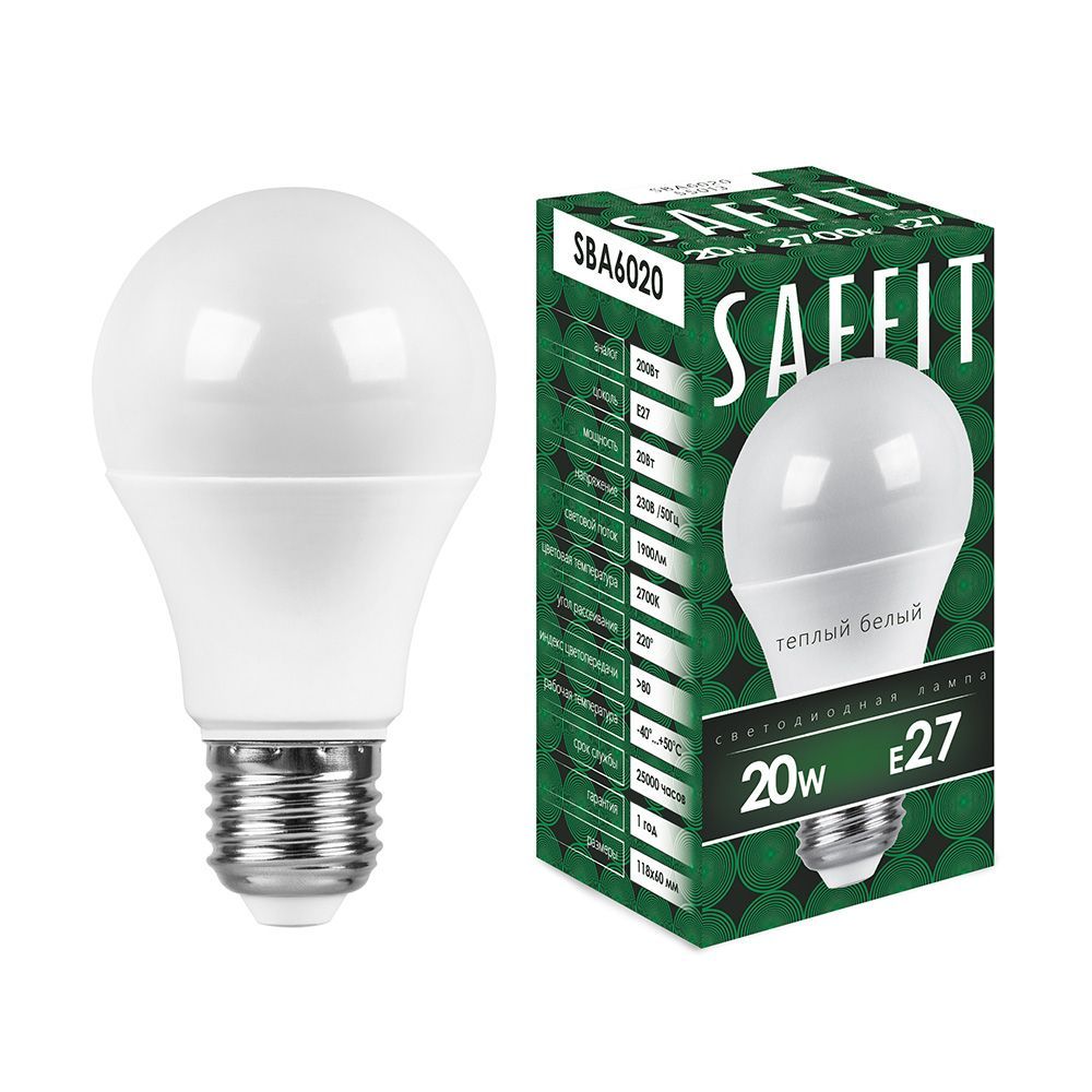 

Светодиодная лампа 20W 230V E27 2700K Feron 55013, Белый, 55013