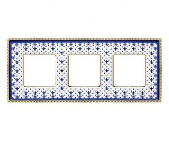 FD01473AZOB Рамка Belle Epoque Porcelain Blue LYS / Bright gold 3-постовая гор/верт. Fede фото