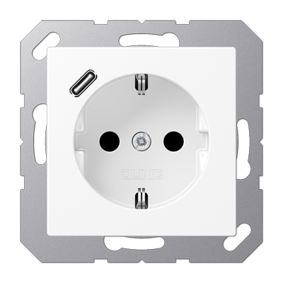 

A1520-18CWWM белоснежный матовый Розетка SCHUKO® с 1 USB-портом типа С Jung A серия, A flow A1520-18CWWM