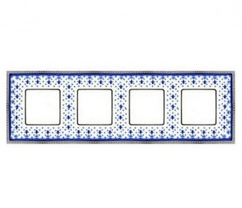 FD01474AZCB Рамка Belle Epoque Porcelain Blue lys / Bright chrome 4-постовая гор/верт. Fede фото