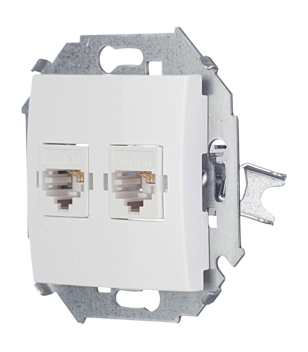 

1591593-030 Розетка компьютерная двойная RJ45 кат.5е, Systimax, белый Simon 15, 1591593-030