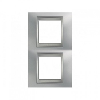 MGU66.004V.038 Рамка Unica Top Хром матовый / Алюминий 2-постовая вертикальная Schneider Electric фото