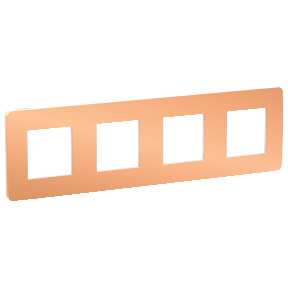 NU280857 Рамка Unica Studio Metal Медь / Белый 4-постовая Schneider Electric фото