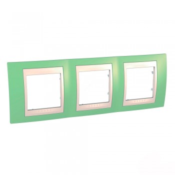 MGU6.006.563 Рамка Unica Хамелеон зеленое яблоко / Бежевый 3-постовая Schneider Electric фото