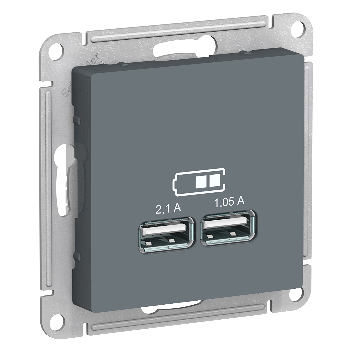 

ATN000733 Atlasdesign USB Розетка, 5В, 1 порт x 2,1 А, 2 порта х 1,05 А, механизм, Грифель Schneider Electric, Atlasdesign ATN000733