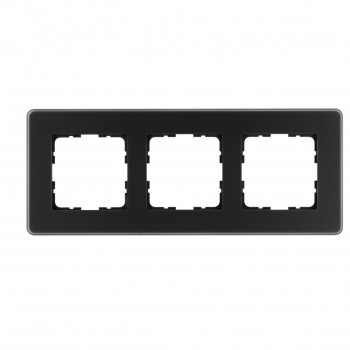 Стеклянная матовая закругленная рамка 3 поста черный Jasmart G-Glass G1003GB-RM фото