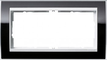 1002733 Рамка без перегородки Event Clear Черный / Белый 2-постовая Gira фото