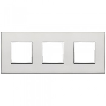 21644.07.01 Рамка Eikon Evo серебристый алюминий 6 (2+2+2) модулей Vimar фото