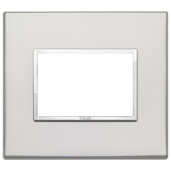 21653.07.01 Рамка Eikon Evo серебристый алюминий 3 модуля Vimar фото