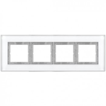 LSP984GLWW Рамка LS Plus Белое стекло 4-постовая Jung фото