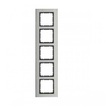 10153606 Рамка B.7 Антрацит, нержавеющая сталь 5-постовая вертикальная Berker фото