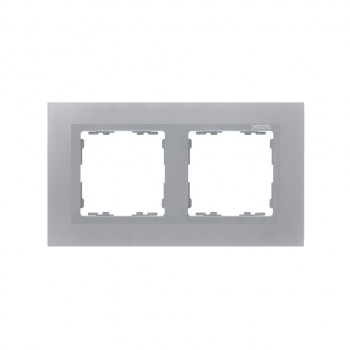 82927-33 Рамка декоративная, 2 поста, Simon 82 Nature, Металл, алюминий-алюминий фото