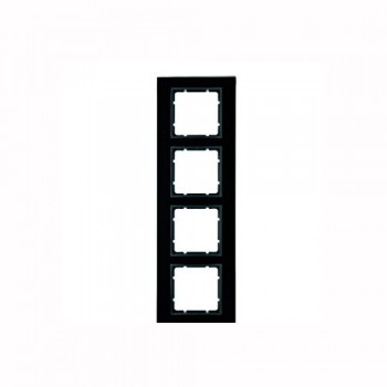 10143001 Рамка B.3 Черный / антрацитовый 4-постовая вертикальная Berker фото