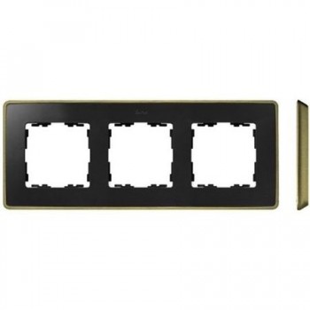 8201630-247 Рамка декоративная, 3 поста, Select, Simon 82 Detail, графит-латунь фото