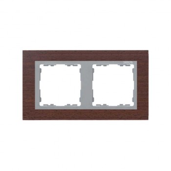 82927-65 Рамка декоративная, 2 поста, Simon 82 Nature, Дерево, венге-алюминий фото