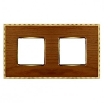 FD01452COB Рамка Belle Epoque Wood Cherry / Bright gold 2-постовая гор/верт. Fede фото