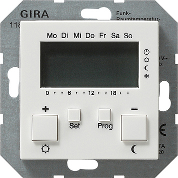 

118603 Радиотермостат с часами белый глянец Белый Gira, Studio 118603