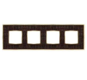 FD01444AOB Рамка Belle Epoque Tapestry Alicoco brown / bright gold 4-постовая гор/верт. Fede фото