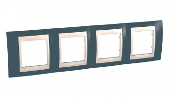 MGU6.008.577 Рамка Unica Хамелеон серо-зеленый / Бежевый 4-постовая Schneider Electric фото