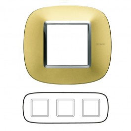 HB4802/3OS Рамка элипс Axolute, 3 поста золото матовое, металл Bticino фото