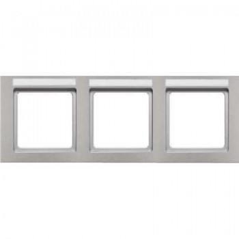 10236094 Рамка с полем для надписей Q.3 Алюминий с эффектом бархата 3-постовая Berker фото