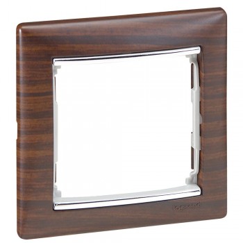 770371 Рамка Valena Темное дерево / Серебро 1-постовая Legrand фото