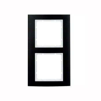 10123025 Рамка B.3 Черный / Полярная белизна 2-постовая вертикальная Berker фото