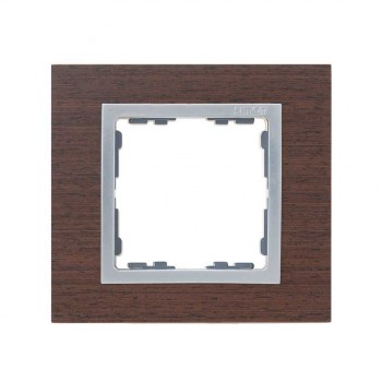 82917-65 Рамка декоративная, 1 пост, Simon 82 Nature, Дерево, венге-алюминий фото