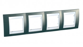 MGU6.008.824 Рамка Unica Хамелеон шампань / Белый 4-постовая Schneider Electric фото