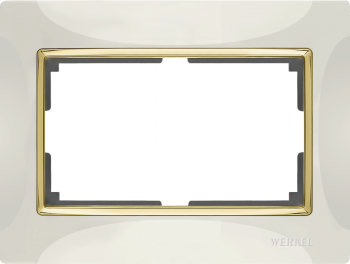 W0081932 Рамка для двойной розетки (слоновая кость/золото) Snabb Werkel a051650 фото