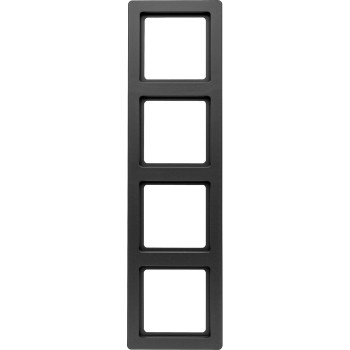 10146086 Рамка Q.1 Антрацит с эффектом бархата 4-постовая вертикальная Berker фото