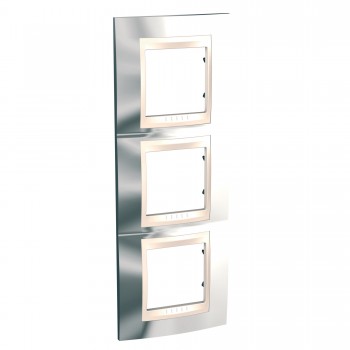 MGU66.006V.510 Рамка Unica Хамелеон Серебро / Бежевый 3-постовая вертикальная Schneider Electric фото