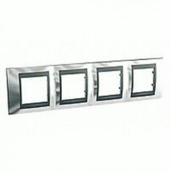 Рамка 4-постовая, хром/графит Schneider Electric Unica Top MGU66.008.210 фото