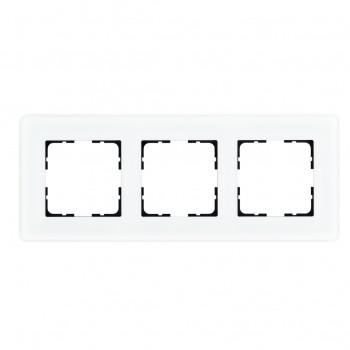 Стеклянная матовая закругленная рамка 3 поста белый Jasmart G-Glass G1003GW-RM фото