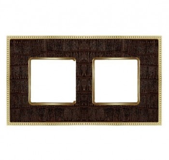 FD01442AOB Рамка Belle Epoque Tapestry Alicoco brown / bright gold 2-постовая гор/верт. Fede фото