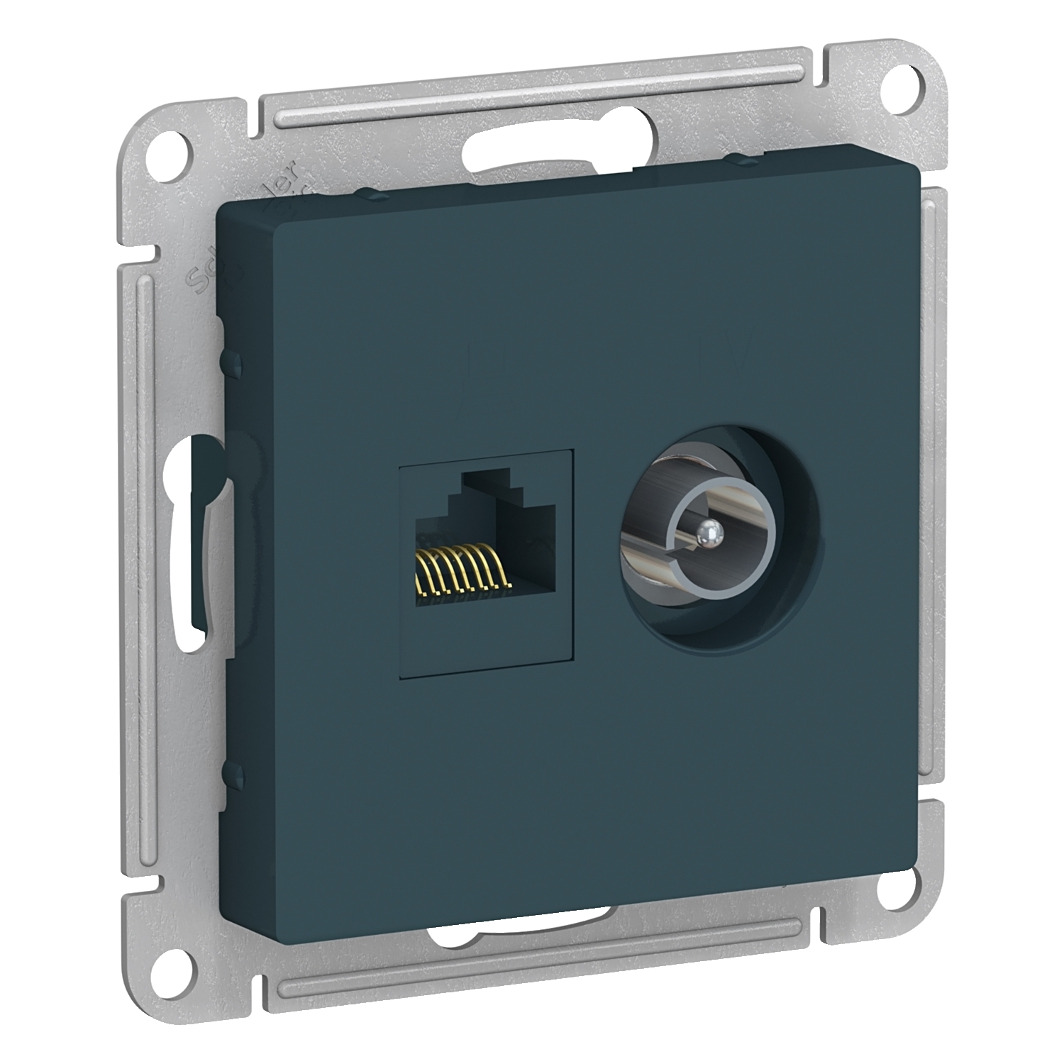 

ATN000889 Atlasdesign Розетка двойная ТВ + компьютерная RJ45, кат. 5Е, Изумруд Schneider Electric, Atlasdesign ATN000889