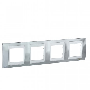 MGU66.008.810 Рамка Unica Хамелеон Серебро / Белый 4-постовая Schneider Electric фото