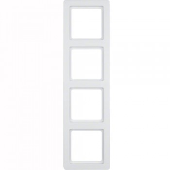 10146099 Рамка Q.3 Полярная белизна с эффектом бархата 4-постовая вертикальная Berker фото