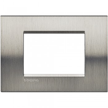 LNA4803ACS Рамка LivingLight Квадрат Фактурная сталь 3 модуля Bticino фото