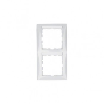 10128919 Рамка с полем для надписей S.1 Полярная белизна с блеском 2-постовая вертикальная Berker фото