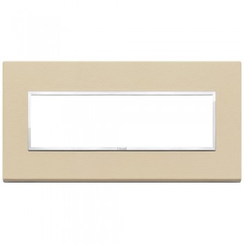 21657.21 Рамка Eikon Evo Кремовая натуральная кожа 7 модулей Vimar фото