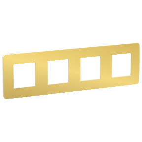 NU280859 Рамка Unica Studio Metal Золото / Белый 4-постовая Schneider Electric фото
