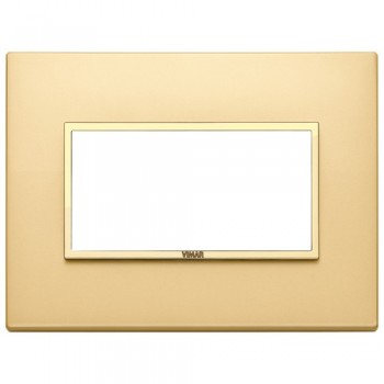 21654.G10 Рамка Eikon Evo сатинированное золото, включая рамку 4 модуля Vimar фото