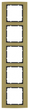 10153016 Рамка B.3 Золото / Антрацит 5-постовая вертикальная Berker фото
