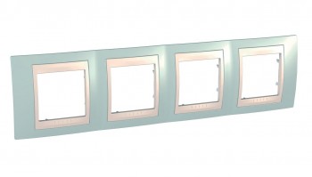 MGU6.008.570 Рамка Unica Хамелеон морская волна / Бежевый 4-постовая Schneider Electric фото